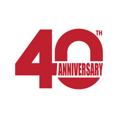 40th anniversary logotype. 40 years birthday celebration banner, poster, greeting card. Number 40 modern logo, sticker, label, tag vector illustration.