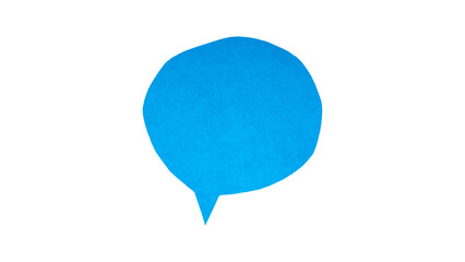 Blue paper speech bubble isolated on transparent background