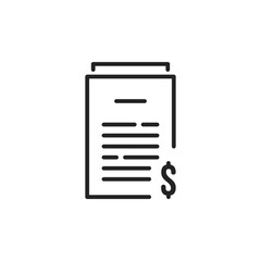 banking bill or price list like black thin line icon