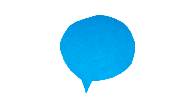 Blue paper speech bubble isolated on transparent background