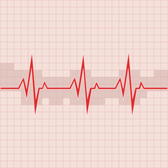 Vector illustration with heart rhythm, cardiogram.