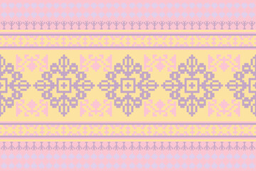 Ethnic Ukrainian Embroidery Pixel Art Border for Social Media Banners