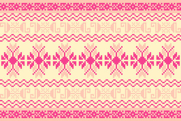 Ethnic Ukrainian Embroidery Pixel Art Border for Social Media Banners