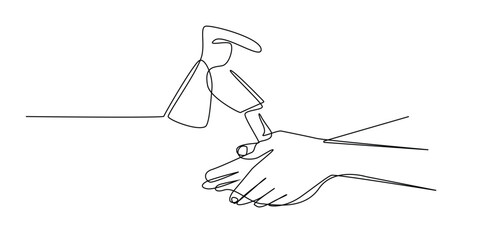Hand Washing Continuous Line Vector Illustration.