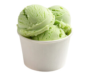 Green tea ice cream on transparent