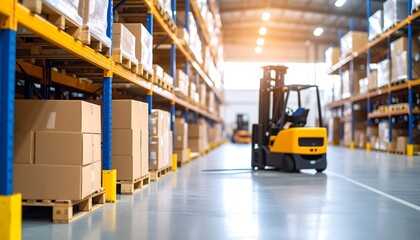 Warehouse forklift logistics operation.