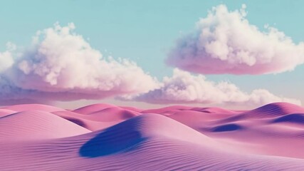 Soft pastel hills and fluffy clouds create a dreamy landscape - Powered by Adobe