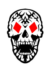 Tete de mort carreau poker carte crane