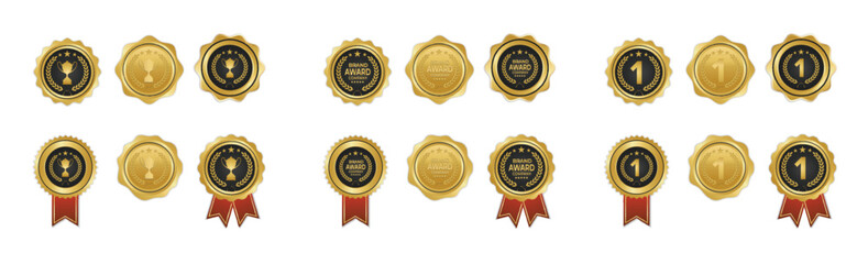 Set Premium Quality Gold Medal Badge