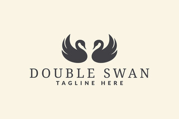 two swans logo design. logo icon vector illustration
