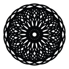 An elegant mandala design featuring intricate interlocking loops in a circular, symmetrical floral pattern, perfect for luxury branding, décor, or digital art inspiration