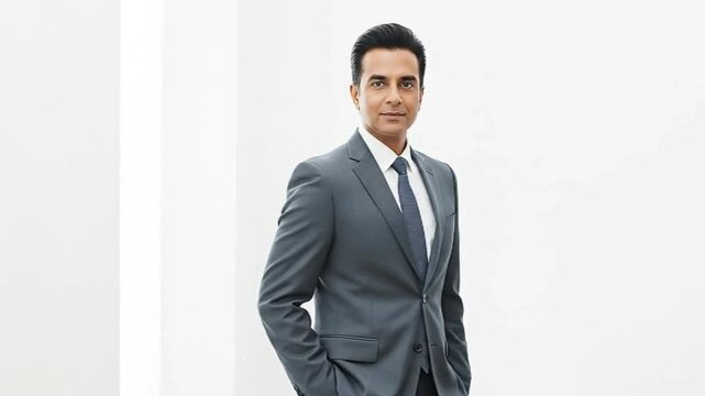 A business man posing on a white background 