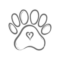 Paw Print with a Heart