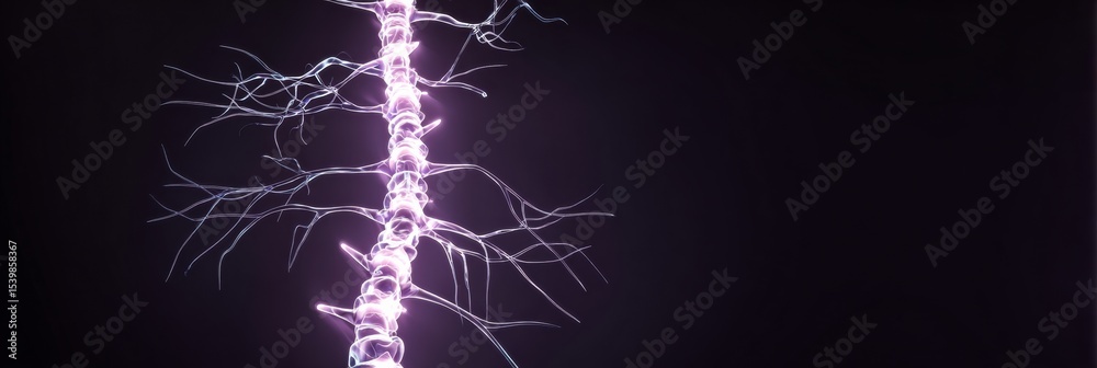 Aufkleber minimalistic representation of spinal cord with nerve branches highlighting anatomical details in a 