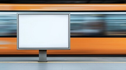 Unused billboard mockup at a bus station, emphasizing advertising placement and commuter engagement.