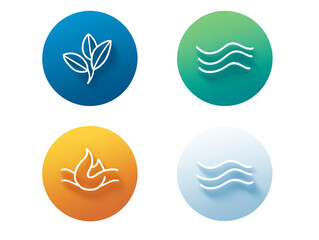 Obraz premium Four Circular Nature Element Icons on Transparent Background, PNG