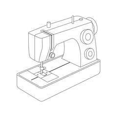 The icon of a modern sewing machine for sewing clothes on a white background