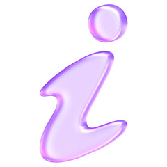 Minimal glassmorphism information icon representing help, support, or details in digital applications, letter i information symbol, 3d rendering