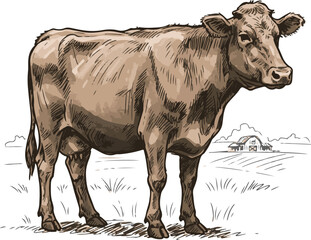 cow on a white background