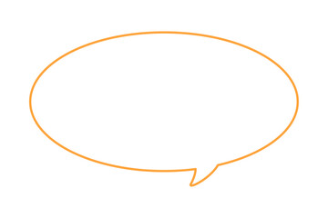 シンプルな横長の楕円形の吹き出し - オレンジ色の線に白い背景の文字スペースのあるフレーム素材