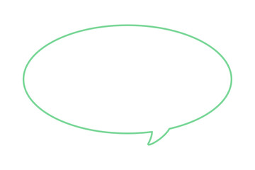 シンプルな横長の楕円形の吹き出し - 緑色の線に白い背景の文字スペースのあるフレーム素材