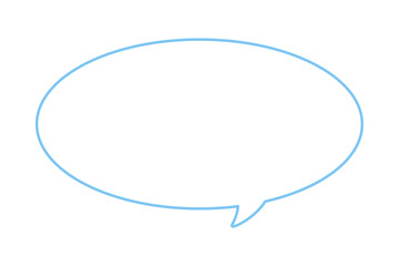 シンプルな横長の楕円形の吹き出し - 水色の線に白い背景の文字スペースのあるフレーム素材