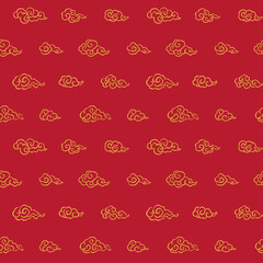 中華風の雲の背景素材　レッド