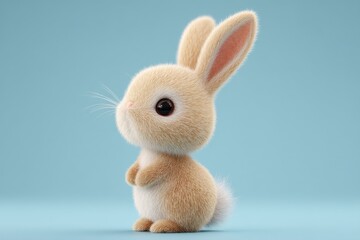 Obraz premium A cartoon rabbit is standing on its hind legs and waving