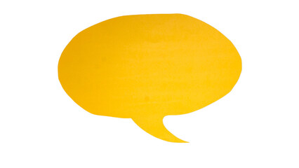 Yellow paper speech bubble isolated on transparent background