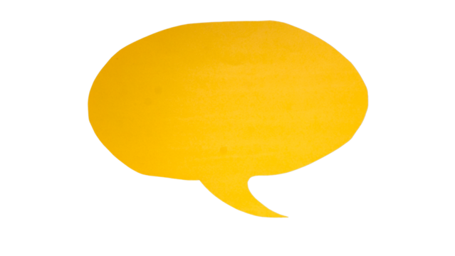 Yellow paper speech bubble isolated on transparent background - Powered by Adobe