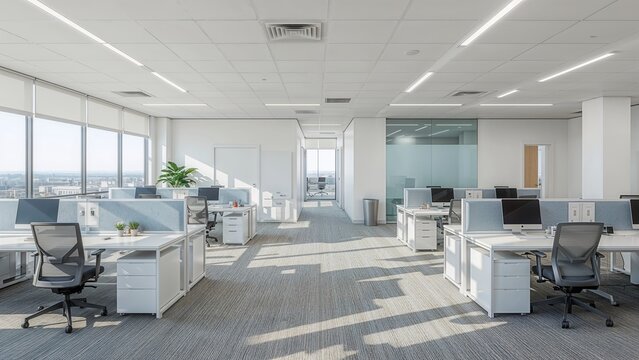 Modern office workspace with individual workstations.