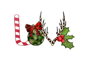 : LOVE - Christmas ornament Sublimation Design