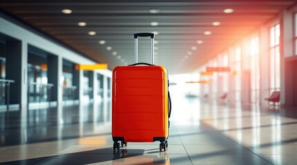 travel suitcase at the airport hall