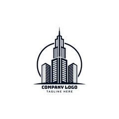 Obraz premium Abstract Skyscraper Silhouette: An abstract silhouette of a towering skyscraper, emblematic of modern urban architecture, rising confidently, framed against a simple, clean background.