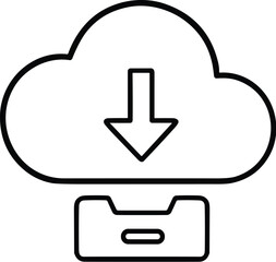 Cloud storage icon vector black silhouette print design
