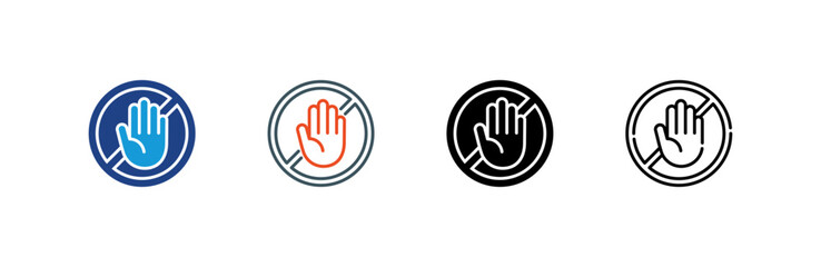 Stop Violence icon set multiple style collection