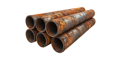 Rusty Metal Pipes. Industrial Decay And Material Deterioration Isolated On Transparent Background
