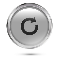 Gray glass button replay. Vector illustration. Isolated on white background