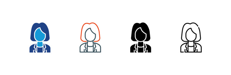 Businesswoman icon set multiple style collection