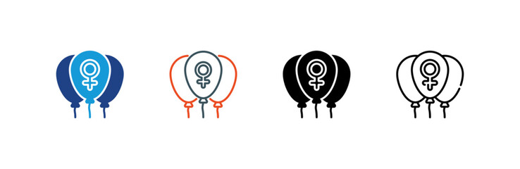 Balloons icon set multiple style collection