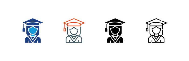 Woman icon set multiple style collection