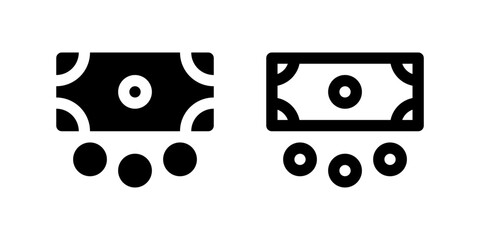 Obraz premium ATM Icon Set. A black glyph and outline icon of a money, representing cash withdrawal or banking.