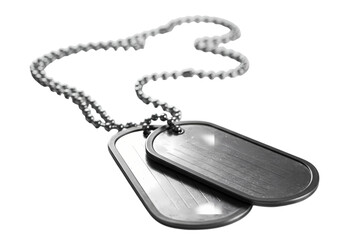 Military Dog Tags on Chain isolated on transparent baackground