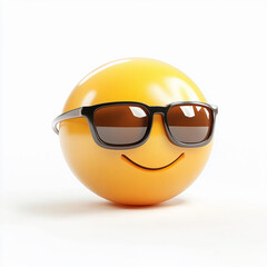 3d cartoon smiling emoji wearing sunglasses, smiling sun cartoon. 
