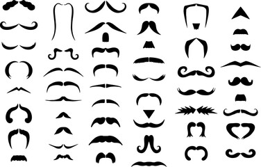 Vector Mustache Types Facial Hair Set Illustration