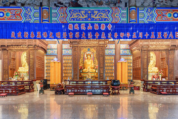 Awesome interior of the Kek Lok Si Temple, Penang, Malaysia
