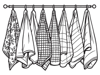 kitchen towel simple line art vector design illustration