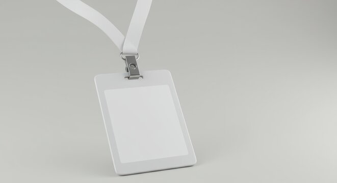 Blank identification card on a leather lanyard, ready for custom name or business tag