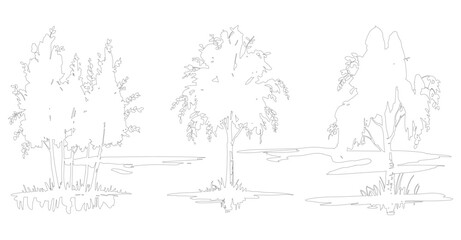 Fototapeta premium Vector Illustration of Three Tree Silhouettes