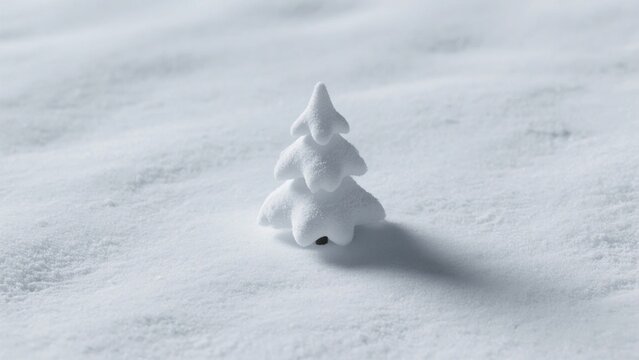 Miniature Snowy Christmas Tree in a Winter Landscape